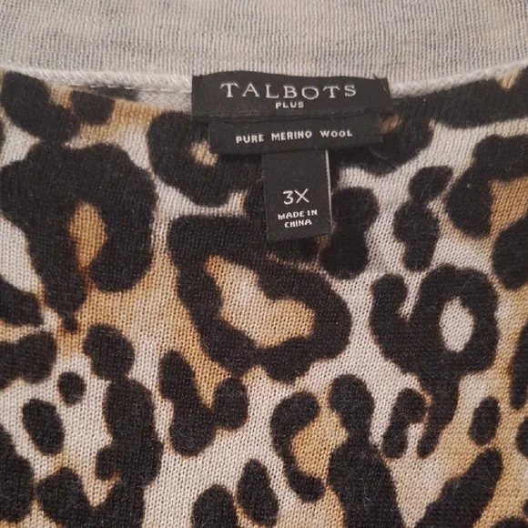 Talbots Leopard Print Lightweight Sweater - Brown and Black - Picture 2 of 5